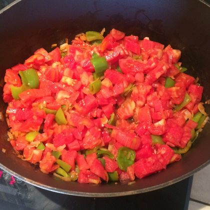 Haricots coco à la tomate et aux poivrons