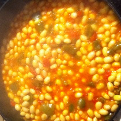 Haricots coco à la tomate et aux poivrons