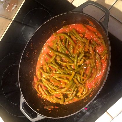 Haricots verts à la sauce tomates
